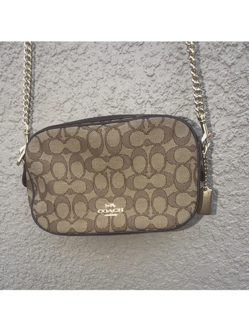 Coach Brown Signature Canvas Crossbody with Gold Hardware